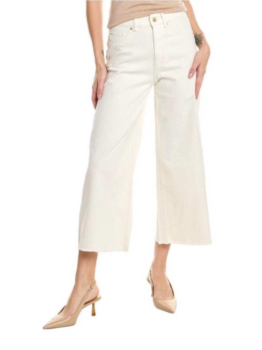 DL1961 Hepburn Wide Leg High Rise Vintage Jeans in Eggshell Size 30